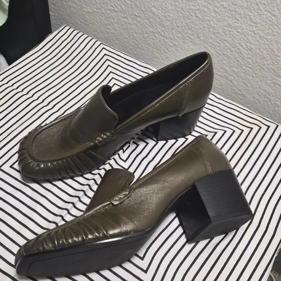 Zara | Shoes | Zara Olive Green Loafers | Poshmark display picture 2